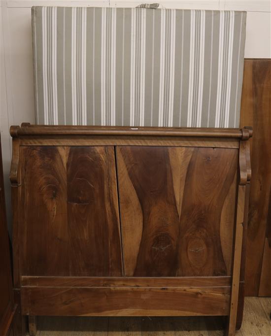 A 19th century sleigh bed, W.120cm